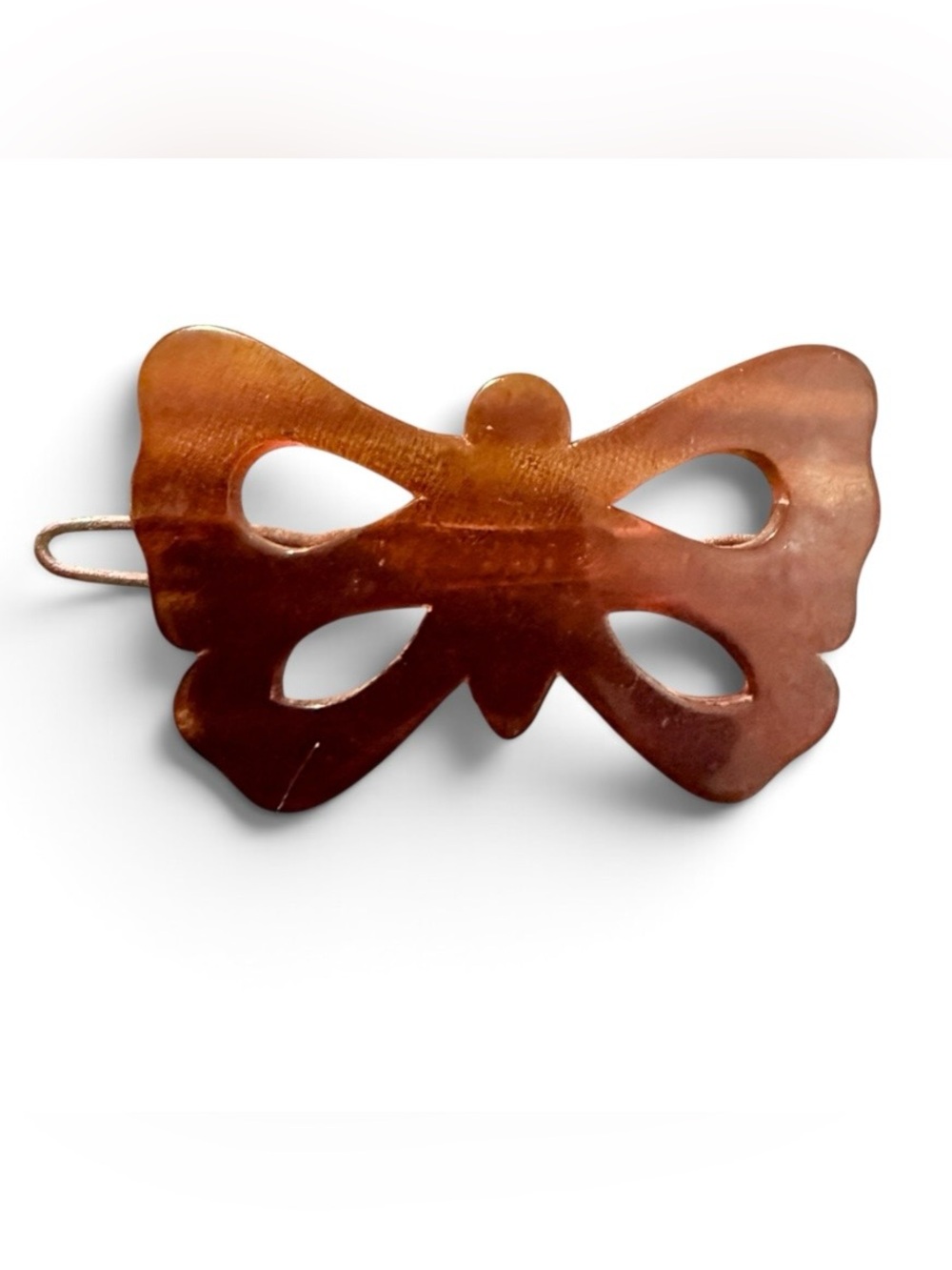 1970’s Vintage French Butterfly Barrette in Tortoiseshell Color, 1.75” Wide, New